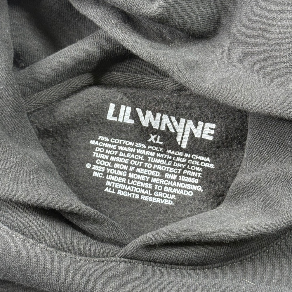 Black Lil Wayne Graphic Fleur-de-Lis Pullover Hoodie VI - Picture 6 of 9